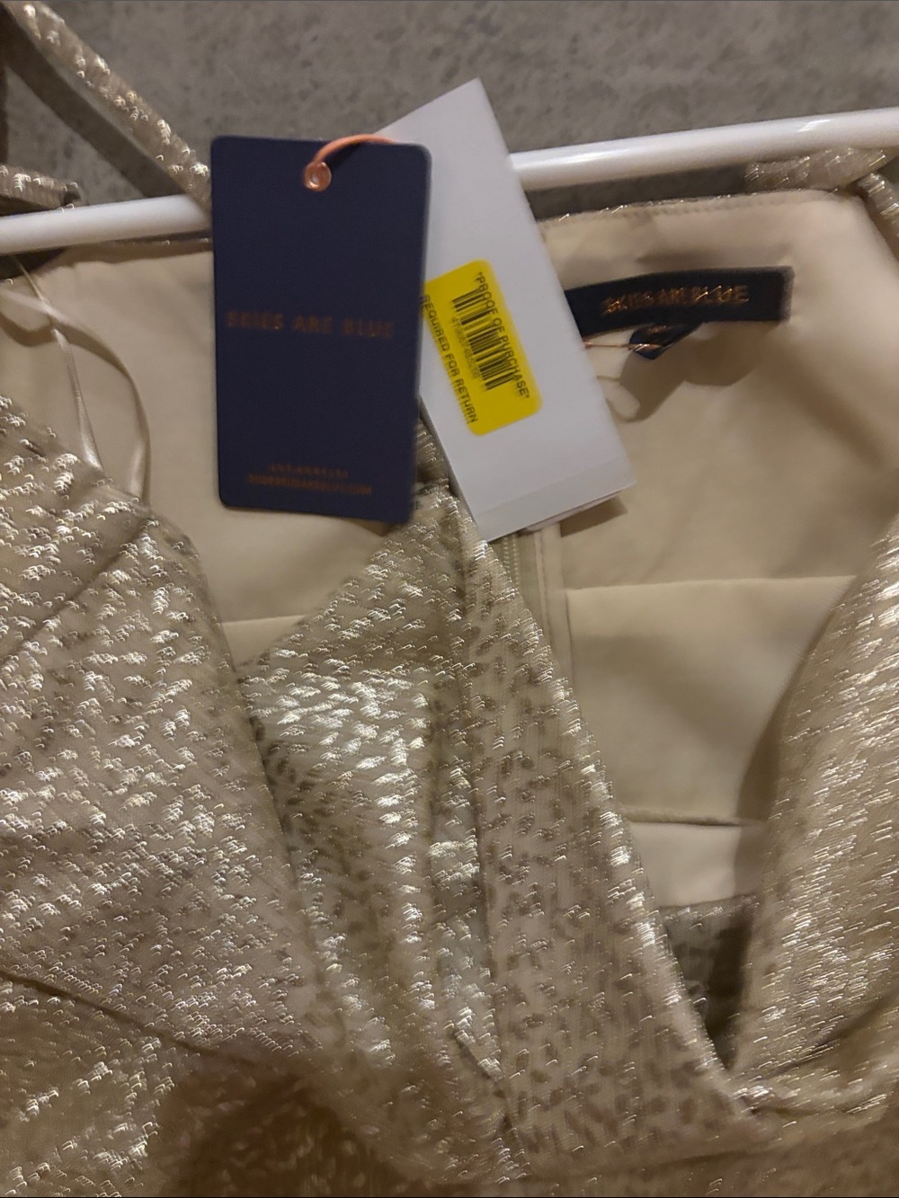 Skies Are Blue Gold Tiered Sparkle Formal Dress with Spaghetti Straps - Picture 2 of 2